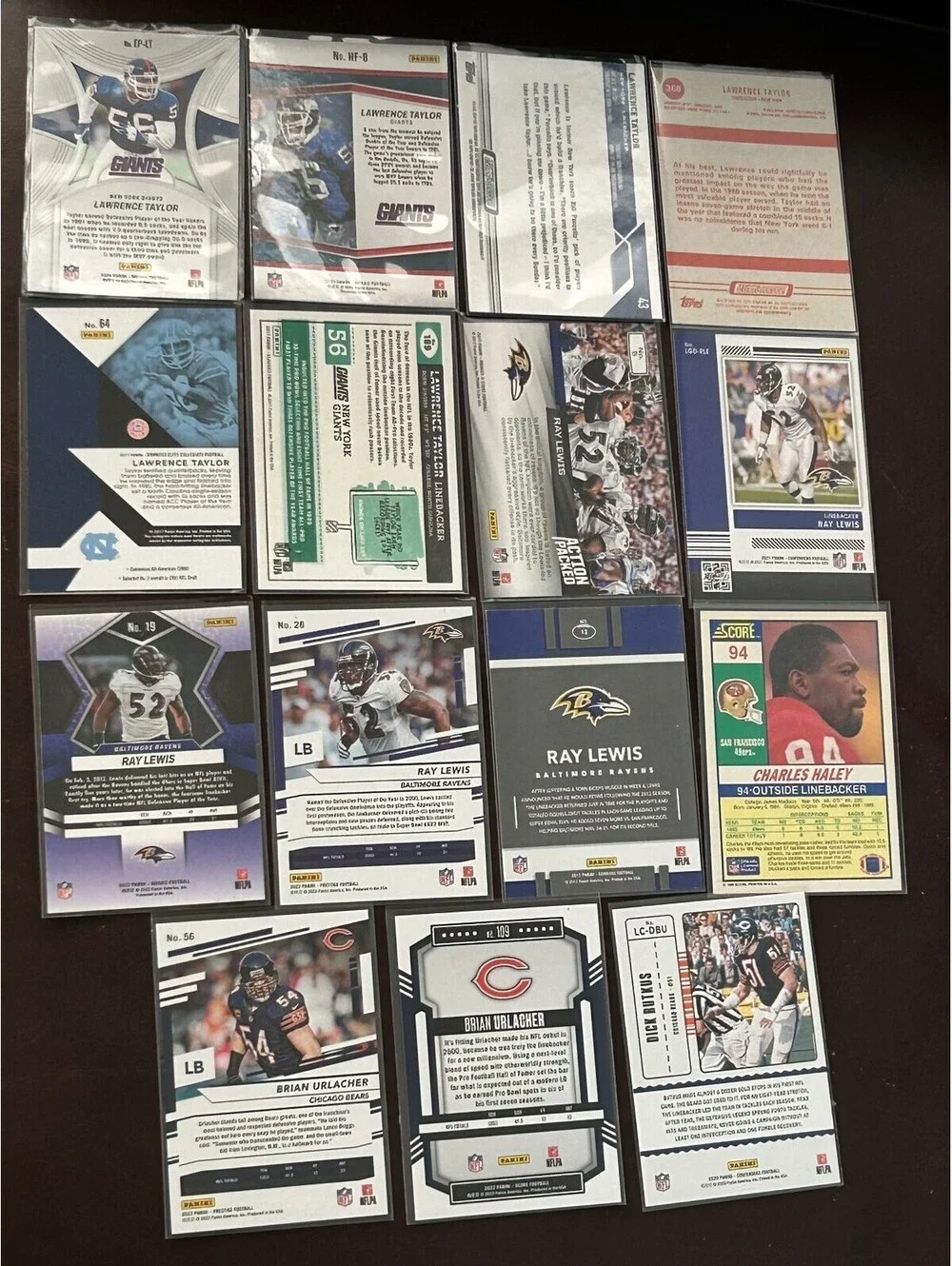 Vintage NFL Hall of Fame Linebacker Panini, Topps & Score Football Card Lot - 15